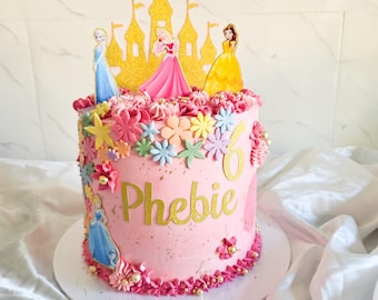 Set de 8 adornos personalizados para tartas de princesa