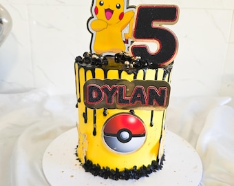 Juego de adornos personalizados para tartas de Pikachu [8 PIEZAS]