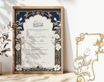 Personalized Nikkah Certificate | Digital Muslim Wedding Contract (Digital Download)