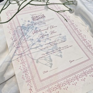 Luxury Nikah Nama printable Islamic wedding certificate, hand-drawn Muslim marriage contract with elegant design.