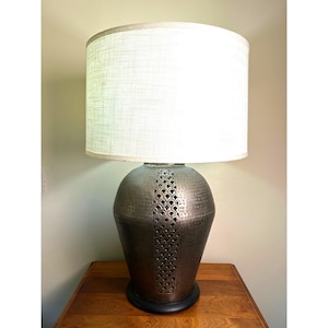 Vtg.  Bronze Gold Table Lamp, Textured Metal Base, Contemporary Rustic Lamp, Modern Home Decor, Statement Lighting