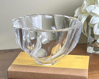 Orrefors Tornado Bowl Crystal Sweden Art Glass Signed Numbered