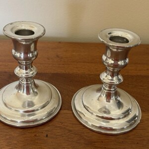 Set of 2 Candle holders-Empire pewter weighted "837"