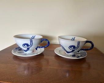 Anthropologie Octopus Nautical Cup & Saucer Set