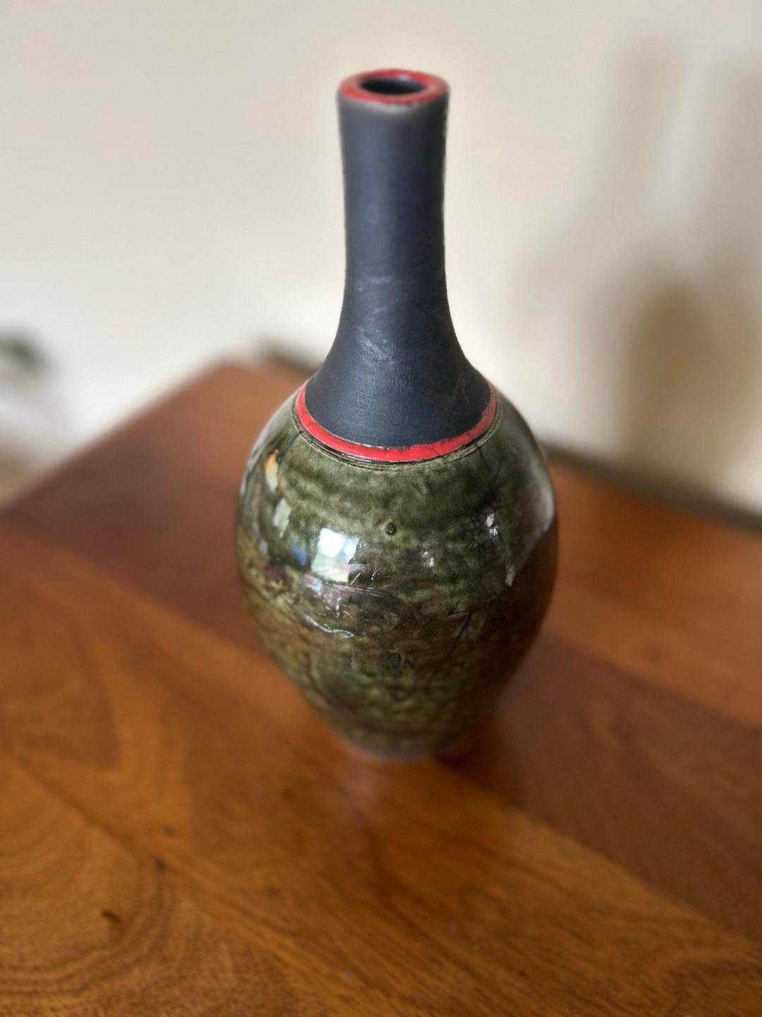 Hand Thrown Studio Pottery Vase Organic Glaze Narrow Neck Artisan ...
