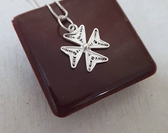 Handmade in Malta Jewelry Gift Dainty silver 925 filigree lace triangle pendant Gift for Her Maltese Jewellery