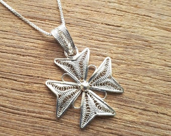 Hallmarked Sterling Silver 925 MALTESE CROSS Pendant Large 3D Knights of Malta Hallmarked Sterling Silver 925 MALTESE CROSS Pendant Large 3D Knights of Malta