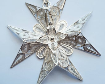 Maltese Cross Pendant 6 cm, Maltese Cross Necklace, Filigree Malta Cross, Silver Filigree Maltese Cross Necklace