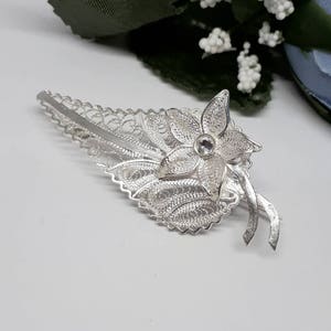 Broche feuille, bijoux feuille, broche feuille en filigrane, broche feuille d&#39;argent, feuille d&#39;argent, broche en argent, filigrane maltais, cadeau Malte, feuille en filigrane
