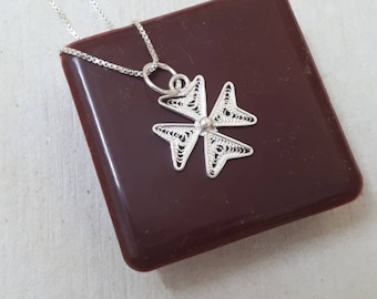 Maltese Cross Pendant, 1.50cm, Sterling Silver Maltese Cross, Handmade Filigree Maltese Cross, Malta Gifts, Malta Souvenirs, Croce di Malta.