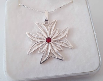 Maltese Cross Filigree Pendant, Sterling Silver Maltese Cross, Malta Gifts, Malta Souvenirs, Croce di Malta, Handmade Malta Cross
