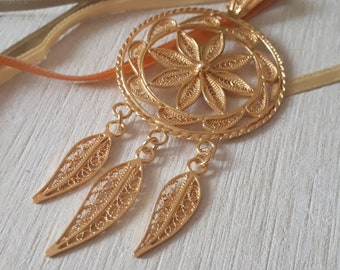 Dreamcatcher Pendant, 24ct Gold Plated on Sterling Silver 925, Filigree Dreamcatcher, Gold Plated Dreamcatcher Pendant, Unique Gifts Ideas