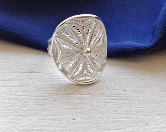 Anel com cruz de Malta, anel com cruz de Malta em filigrana, presentes de Malta, anel de prata esterlina, lembranças de Malta, Croce di Malta, tamanho 4,5 dos EUA, anel feito à mão