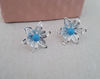 Flower earrings, Sterling Silver 925 Filigree flower stud earrings, Handmade flower earrings, Malta  gifts, Malta souvenirs, Filigree Flower
