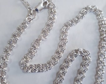 Collana unica e straordinaria in argento sterling fatta a mano, collana in argento sterling fatta a mano con doppio collegamento, collana realizzata a Malta