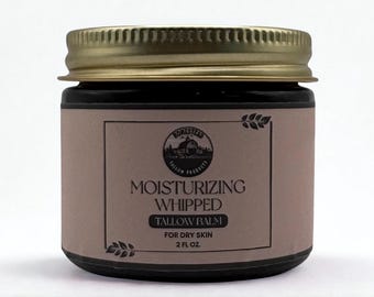 Whipped Tallow Face Cream for Dry Skin, Grass Fed Tallow Moisturizer with Jojoba Oil, Natural Face & Body Skincare, 2 oz