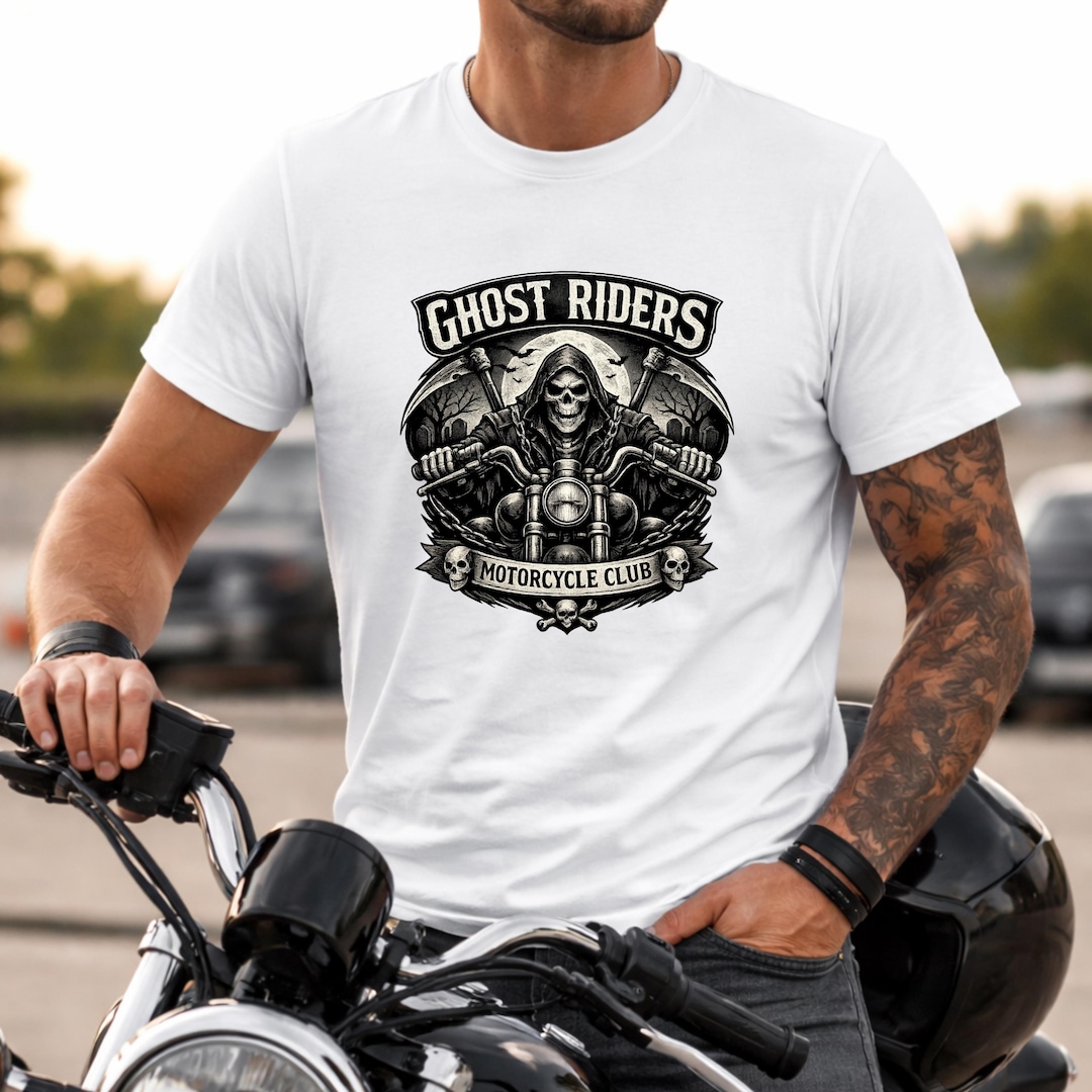 Ghost Riders Motorcycle Club T-shirt, Skull Graphic Biker Tee. - Etsy