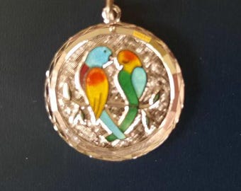 Silver Parrots Pendant Necklace, Vintage