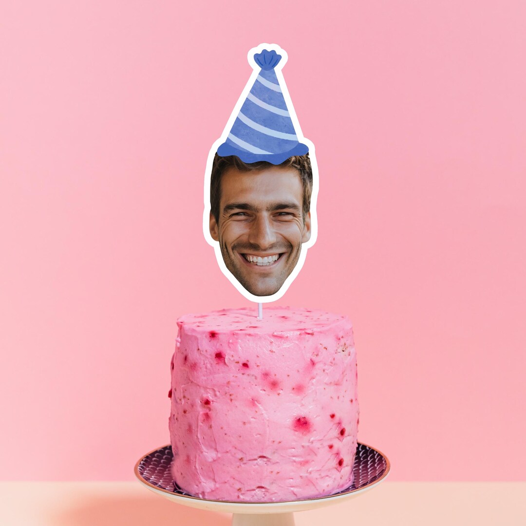 Party Cap Sticker Customized Face Photo Party Hat Sticker for First Milestone Birthday ...