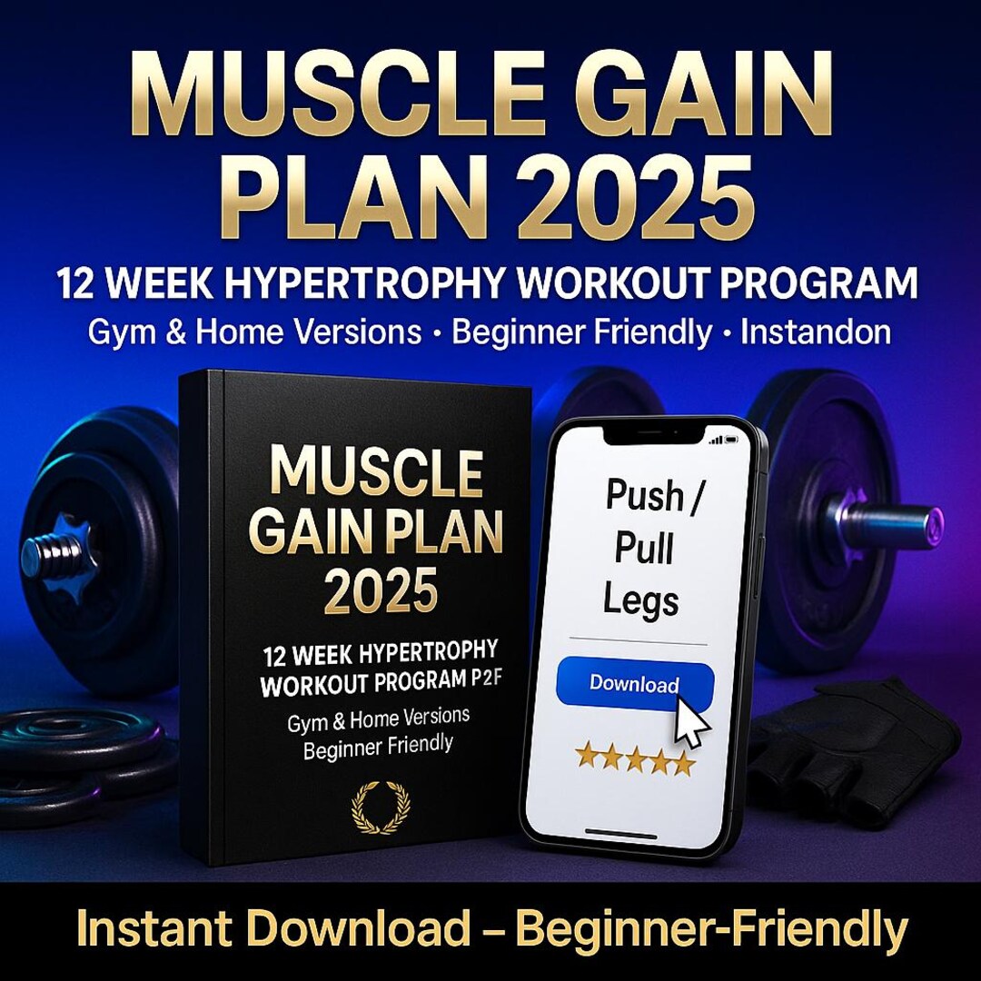12-week Hypertrophy Workout Program: Muscle Gain Plan - Gym & Home (PDF ...