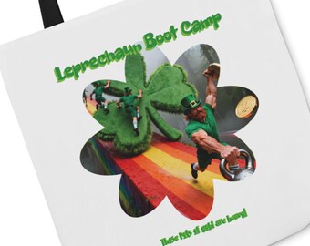Leprechaun Boot Camp Tote Bag | Funny St Patricks Day Shamrock Tote Gift | VCD Design