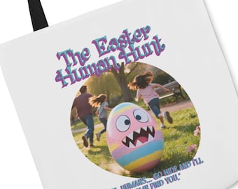 Funny Easter Human Hunt Tote Bag | Horror Parody Carryall