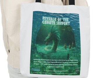 Revenge of the Cenote Serpent (810 CE) Tote Bag | Ancient Mayan Serpent Film Tote | MayanScope Collection Gift | VCS Design