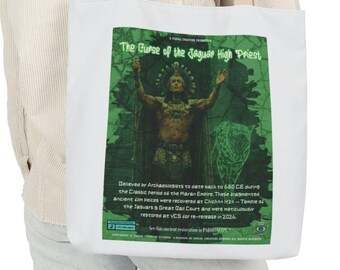 The Curse of the Jaguar High Priest (680 CE) Tote Bag | Ancient Mayan Cinema Poster Carryall | MayanScope Collection | VCS Design