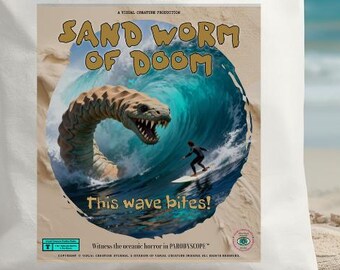 Sand Worm of Doom (1978) Tote Bag | Surf Monster Graphic Carryall | Retro Creature Design Gift | VCD Design
