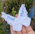 Embroidered Lace Butterfly Patch – Keepsake, Wedding Gift, Something Blue, Sew-On/Magnet Applique Butterflies - Personalised