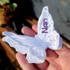 Embroidered Lace Butterfly Patch – Keepsake, Wedding Gift, Something Blue - Butterfly Hug - Other Colours Available