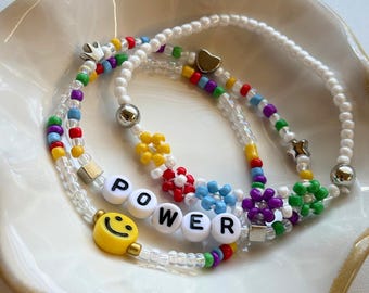 GDRAGON Beaded Bracelet | POWER Set | Handmade KPOP Bracelets | Bigbang Friendship Bracelets
