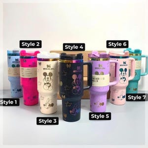 Mickey Mouse 40oz Tumbler Stanley Cup Dupe with Straw | 7 Cute Styles | Gift for Disney Fans | Hot/Cold
