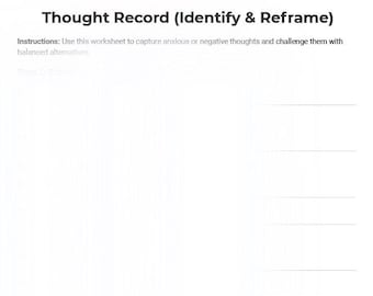 CBT Worksheet Packet – 5 Printable Cognitive Behavioral Therapy Worksheets | Therapy Tools | Mental Health PDF