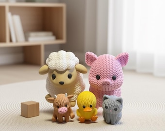 Knitted Animals (Set 1): 3D Printed Figurines