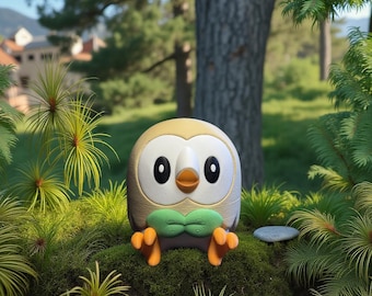 Chibi Rowlet 3D Printed Figurine: Fan Art