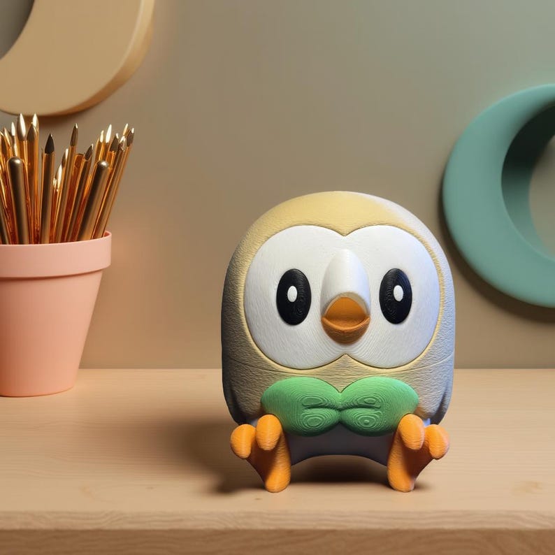 Chibi Rolento Chibi Rowlet 3D Printed Figurine: Fan Art - Etsy