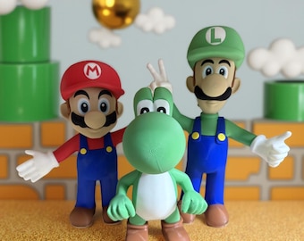 Mario, Luigi and Yoshi Bundle: 3D Printed Figurines Fan Art