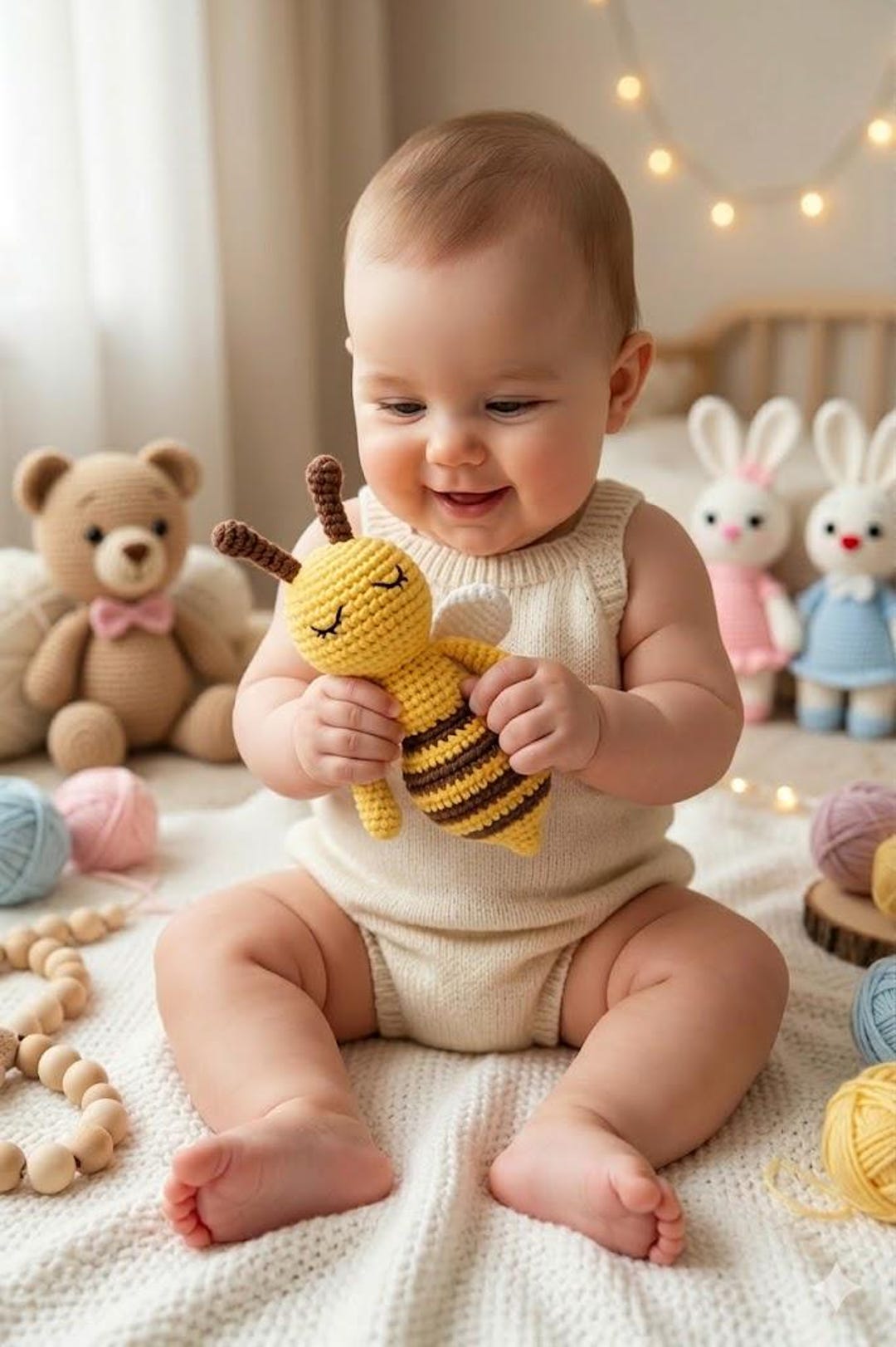 Beehive Rattle Crochet Bee Rattle: Organic Cotton Montessori Baby Toy - Etsy