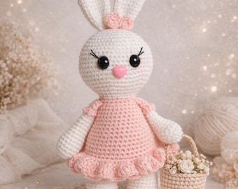 Conejito de peluche de ganchillo, muñeco de conejo hecho a mano, decoración para la habitación del bebé, regalo para baby shower