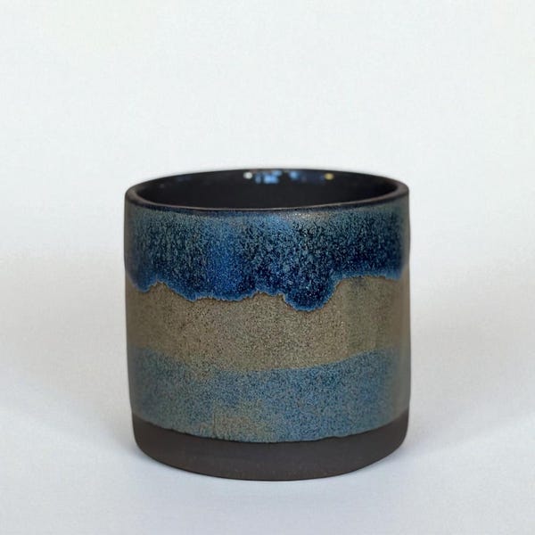 Handmade Cobalt Blue Stoneware Cup, Ocean Shore Glaze Ceramic Tumbler, Cobalt Mug