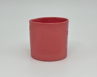 Handmade Pink Stoneware Mug, Modern Matte & Gloss Ceramic Cup
