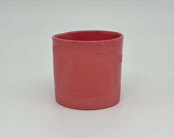 Handmade Pink Stoneware Mug, Modern Matte and Gloss Ceramic Cup