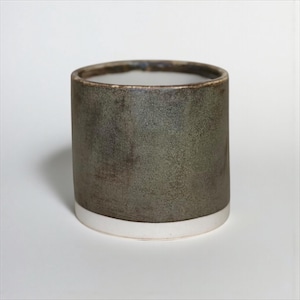 Handmade Olive Grey Stoneware Cup, Minimalist Japandi Ceramic Tumbler
