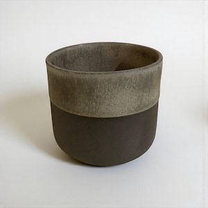 Handmade Wabi-Sabi Stoneware Tumbler: Matte Charcoal & Moss-Grey