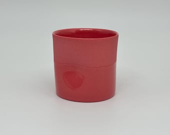 Handmade Pink Stoneware Cup, Modern Matte & Gloss Ceramic Mug