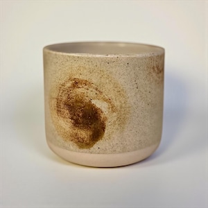 Rustic Stoneware Tea Cup: Wheel-Thrown Pottery with Iron Wash