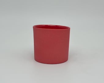 Handmade Pink Stoneware Mug, Modern Matte & Gloss Ceramic Cup