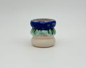 Dual-Glaze Sculptural Coffee Cup, Blue&Green Handmade Coffee Cup, Artisanal Ceramic Cup, Wabi-Sabi Clay Mug