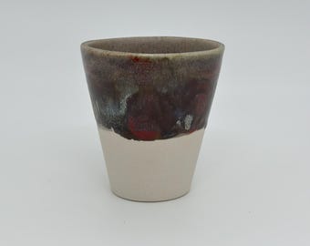 Gobelet en céramique fait main, tasse en grès émaillé rouge terreux, tasse en grès